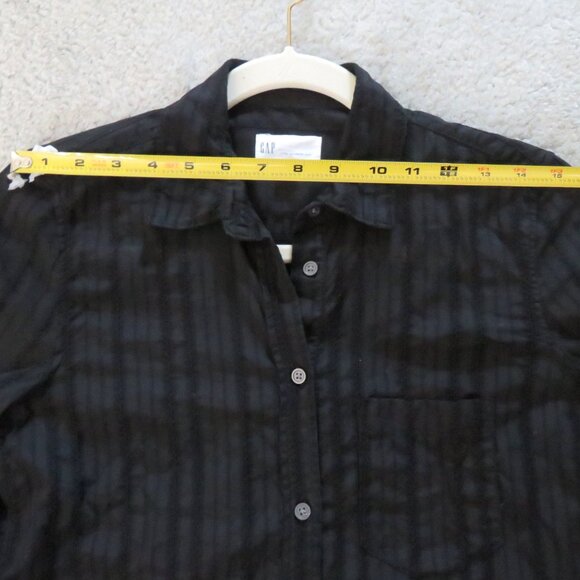 Gap Black Size XS Crinkle Fitted Boyfriend 100% Cotton Button Up Shirt Blouse XS - Picture 9 of 14